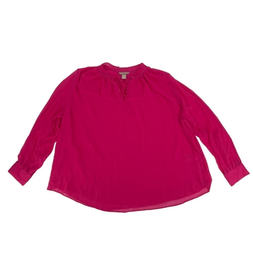 H&M Pink Long Sleeve Lined V-Neck Blouse Size 3XL Women’s